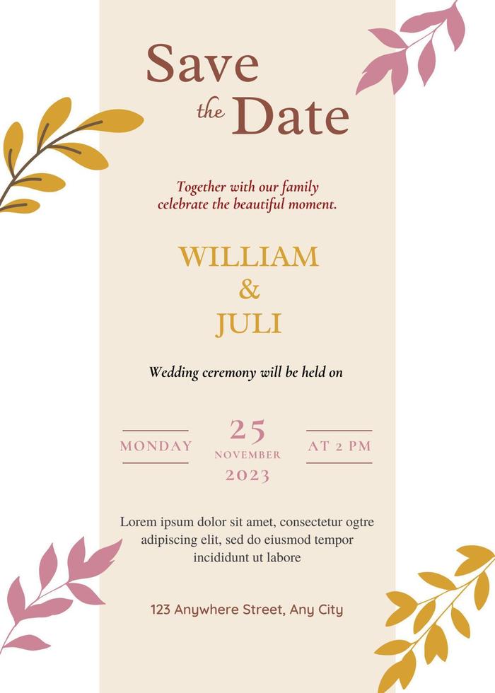 Marriage invitation template. Invitation card. Wedding invitation template vector