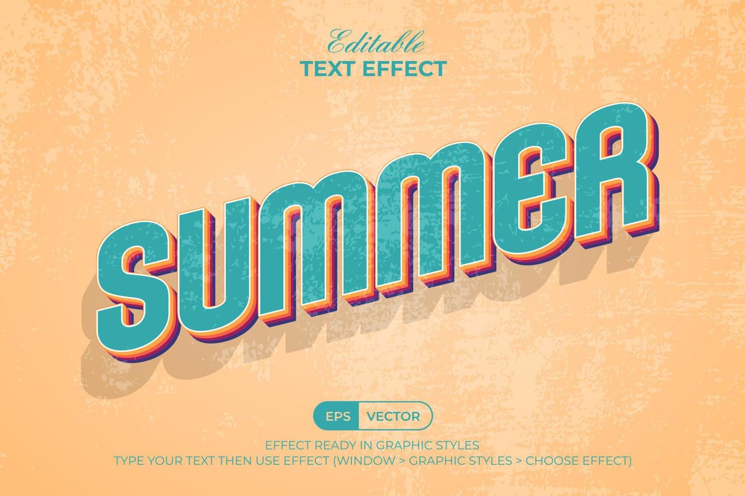 Summer text effect vintage style. Editable text effect. vector