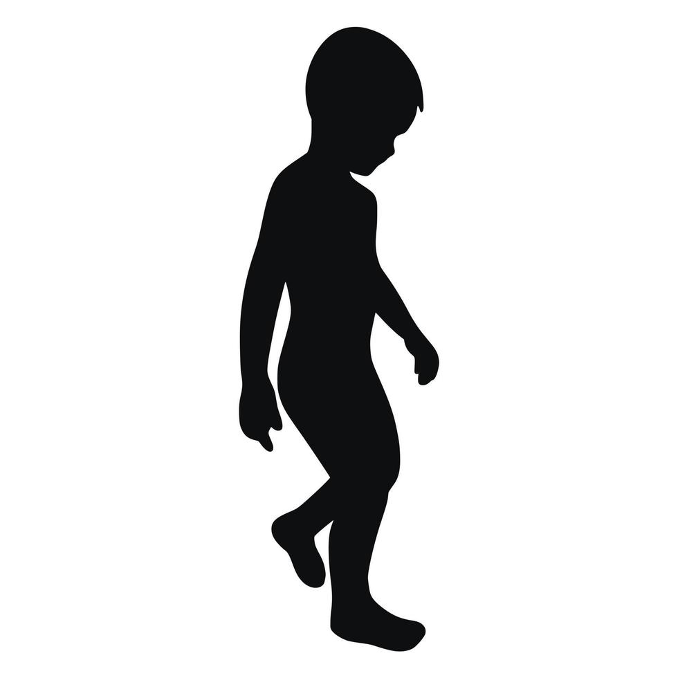 Boy walking ink silhouette vector