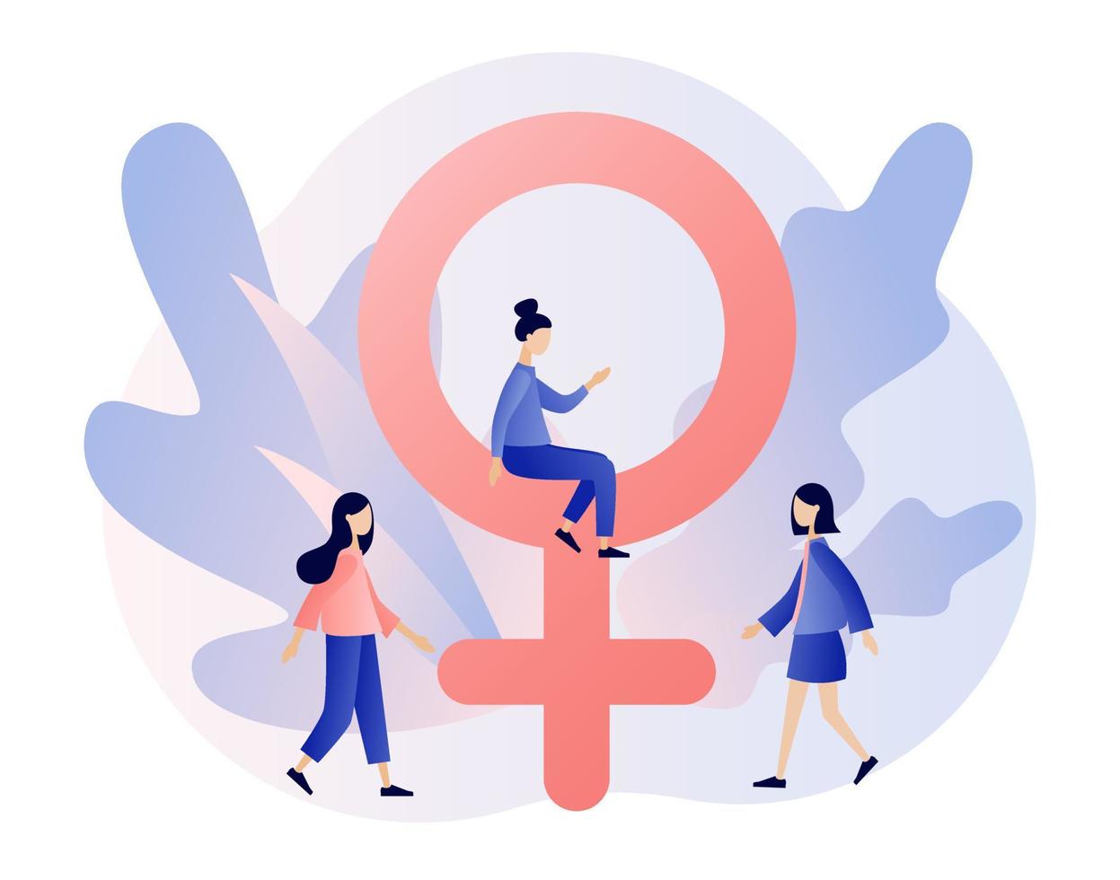 hembra género signo. género igualdad concepto. feminismo movimiento para tolerancia, derechos y mismo oportunidades me gusta hombres hacer. moderno plano dibujos animados estilo. vector ilustración en blanco antecedentes