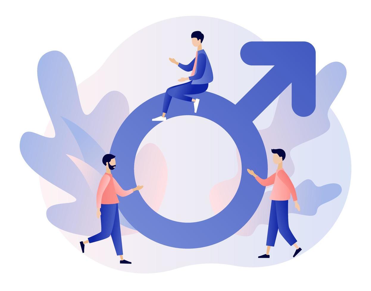 Male gender sign. Gender equality concept. Feminism movement for tolerance, rights and same opportunities like men do. Modern flat cartoon style. Vector illustration on white background