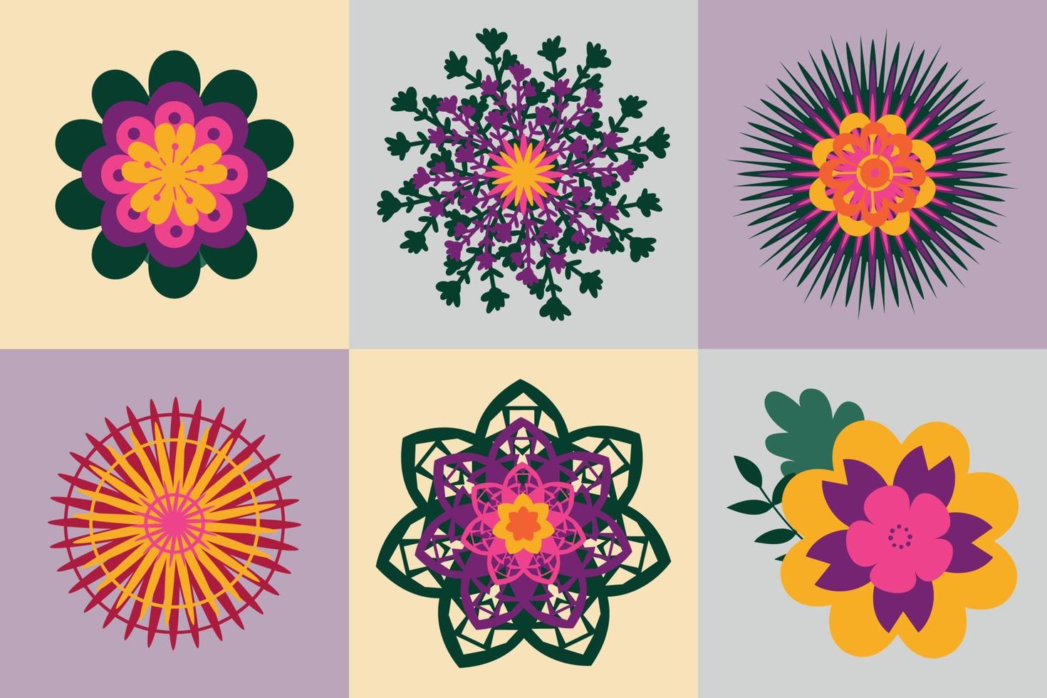 Bright Vector flower clipart with detailed layers