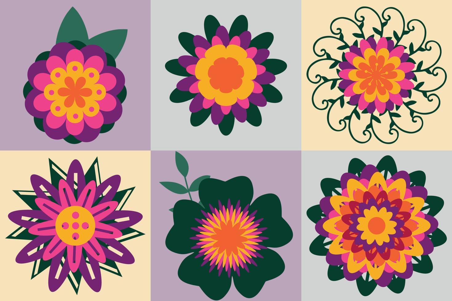 Autumn Vector flower clipart with detailed layers