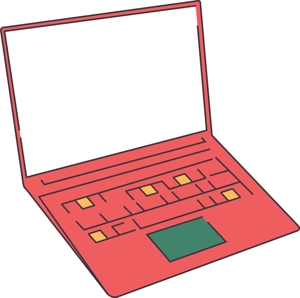 Minimal Laptop Illustration Vector. Retro Color Style Laptop Design vector