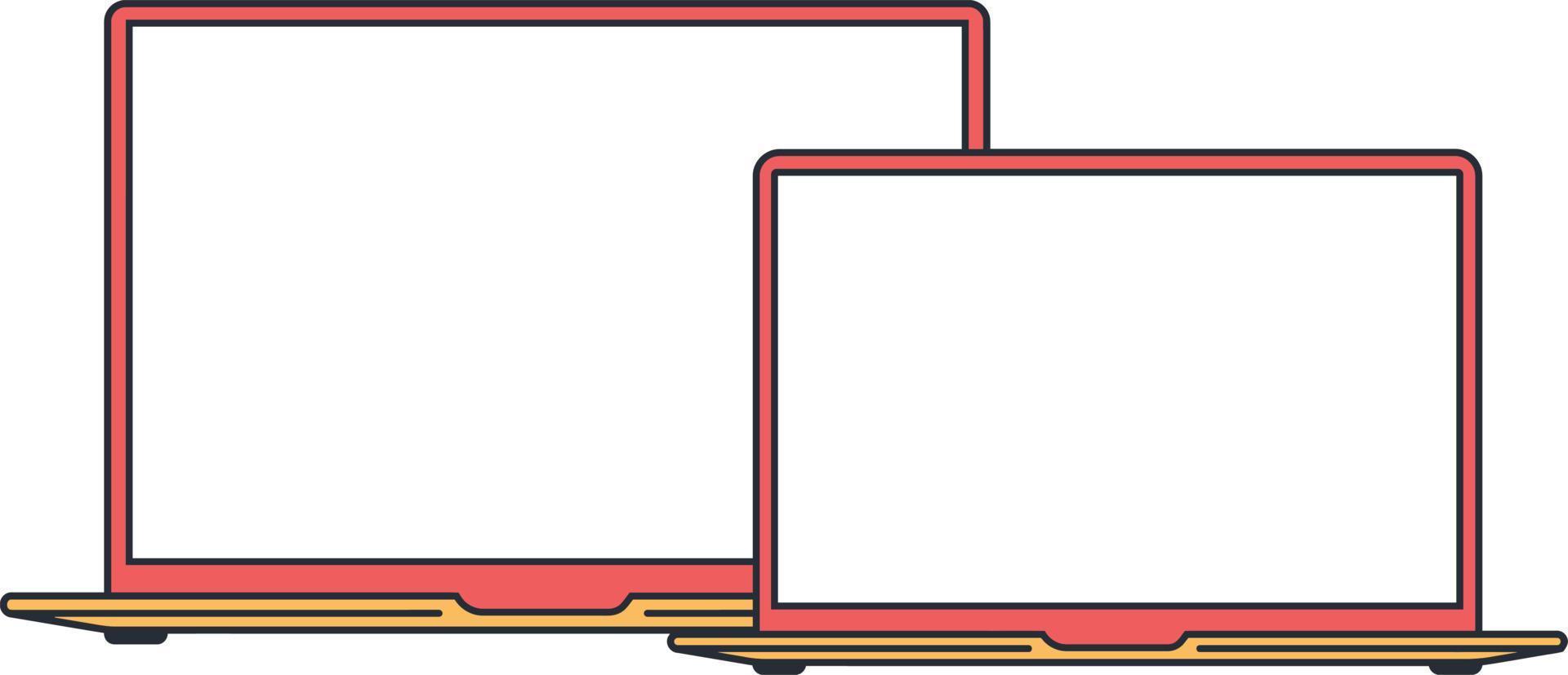 Minimal Laptop Illustration Vector. Retro Color Style Laptop Design vector