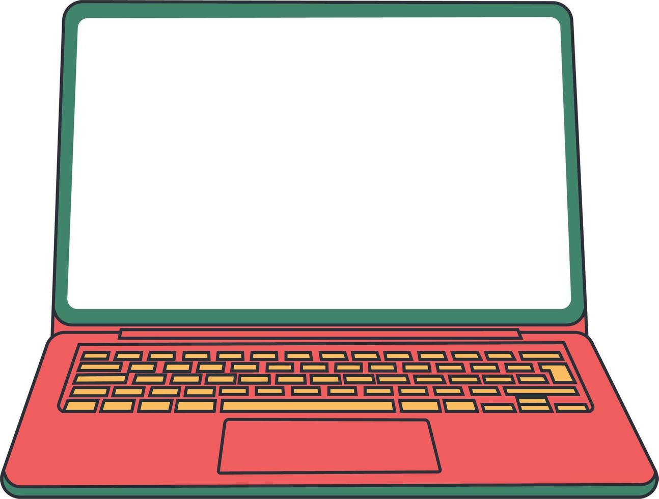 Minimal Laptop Illustration Vector. Retro Color Style Laptop Design vector