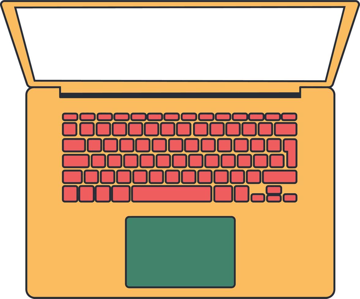 Minimal Laptop Illustration Vector. Retro Color Style Laptop Design vector