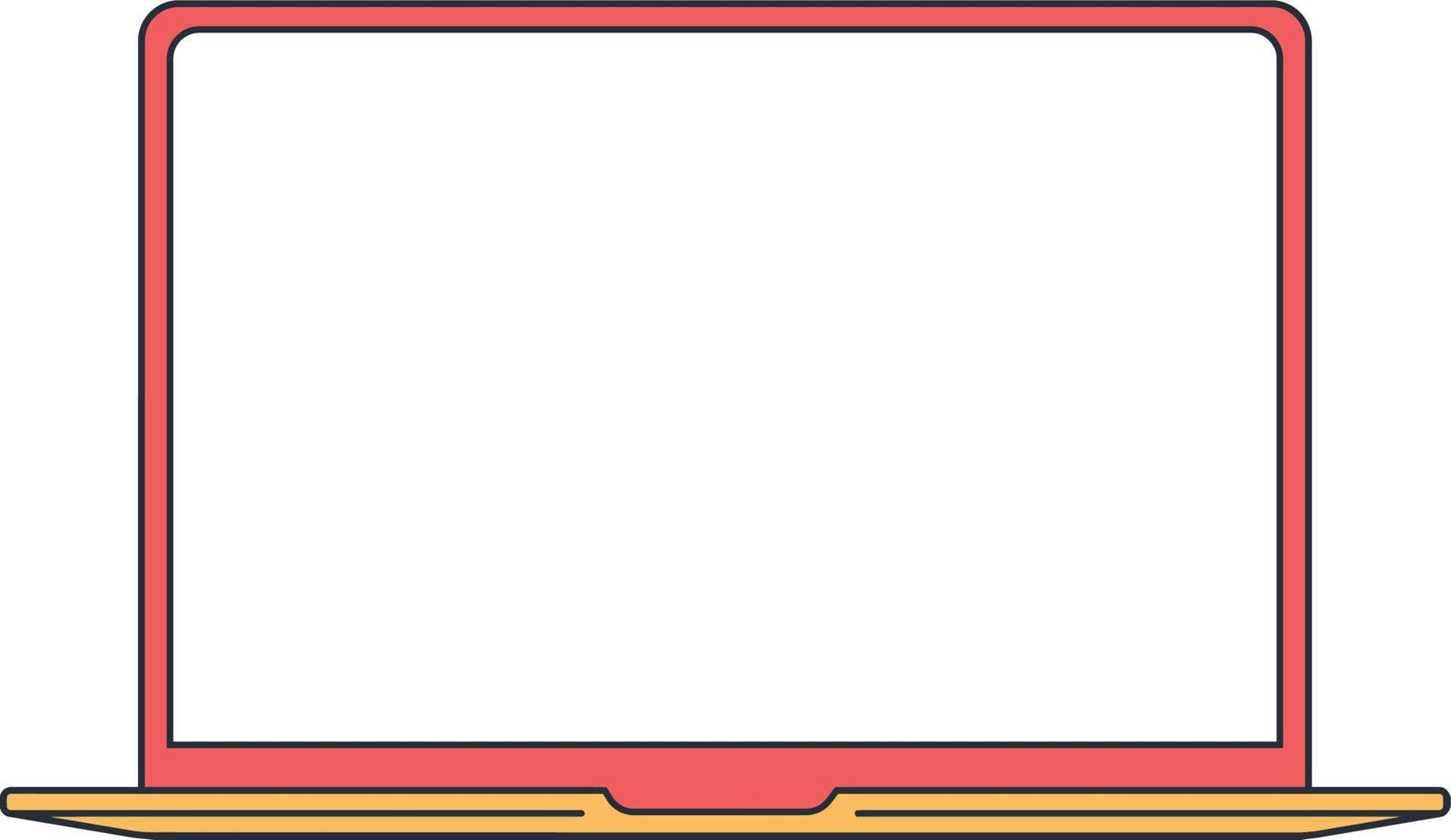 Minimal Laptop Illustration Vector. Retro Color Style Laptop Design vector