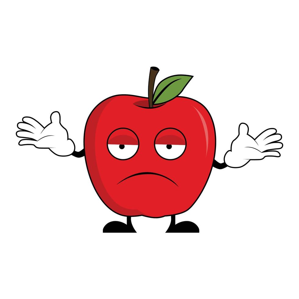 manzana Fruta personaje dibujos animados con confuso gesto. adecuado para póster, bandera, web, icono, mascota, antecedentes vector