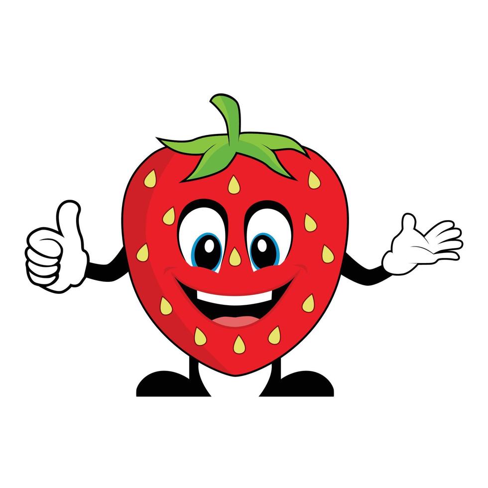 Strawberry Cartoon Character Giving Thumbs Up. Suitable for poster, banner, web, icon, mascot, background vector