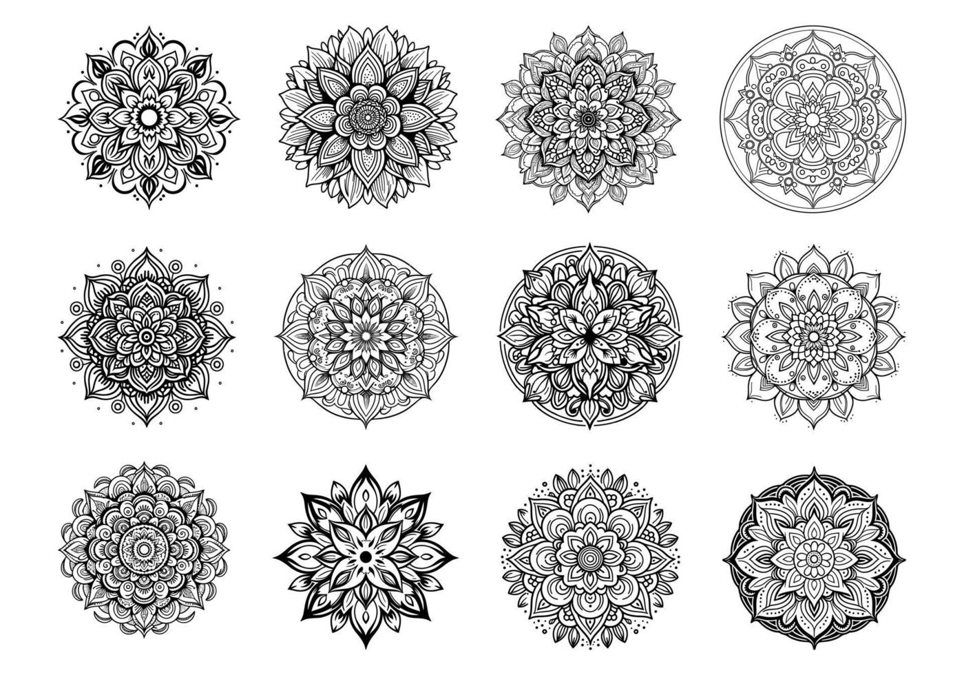 Mandala design Vector set, Ornamental luxury mandala, flower mandala bundle, mandala background, Decorative ornament Mandala set, lineart mandala bundle