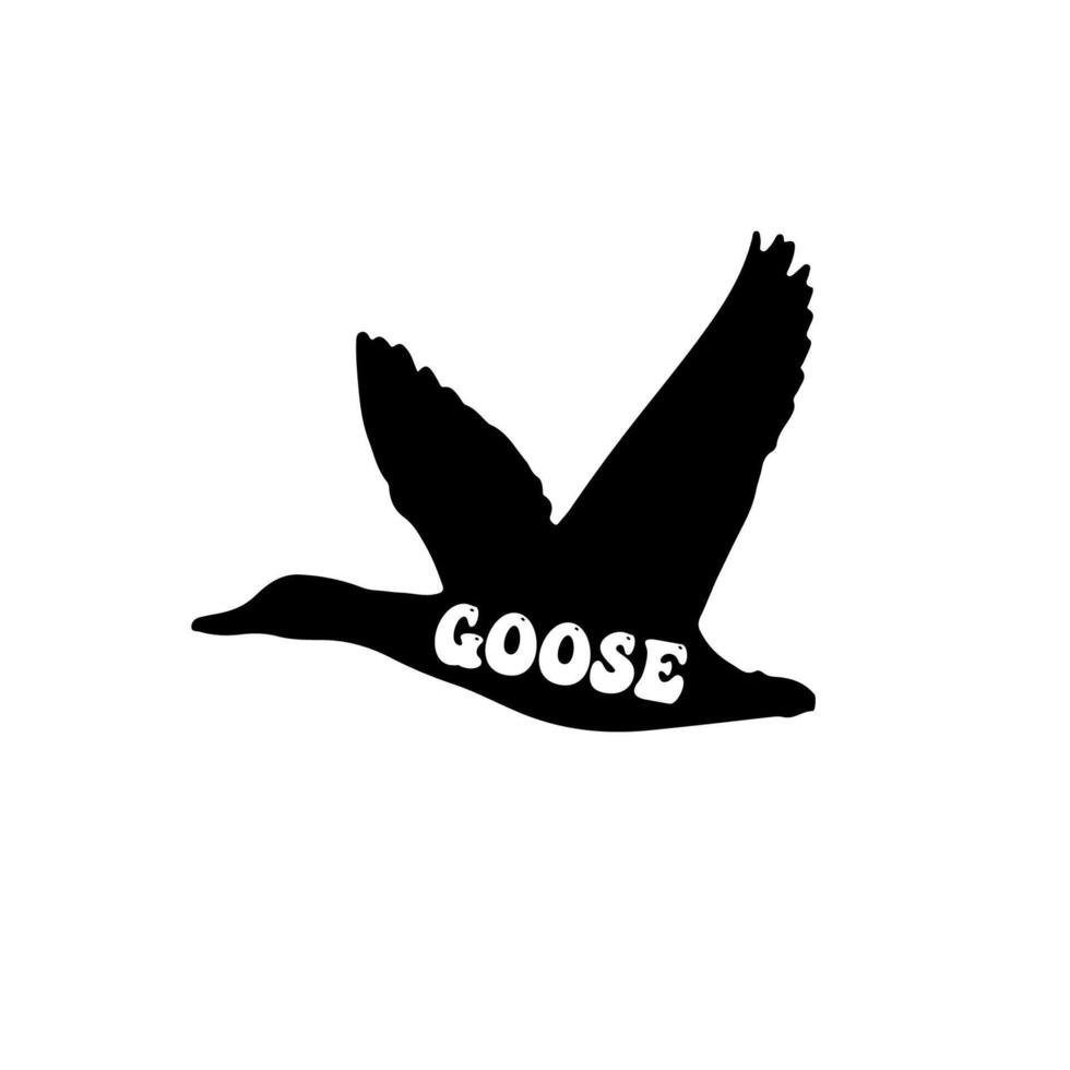 Goose vector silhouette free, Watercolor silhouette of flying goose ...