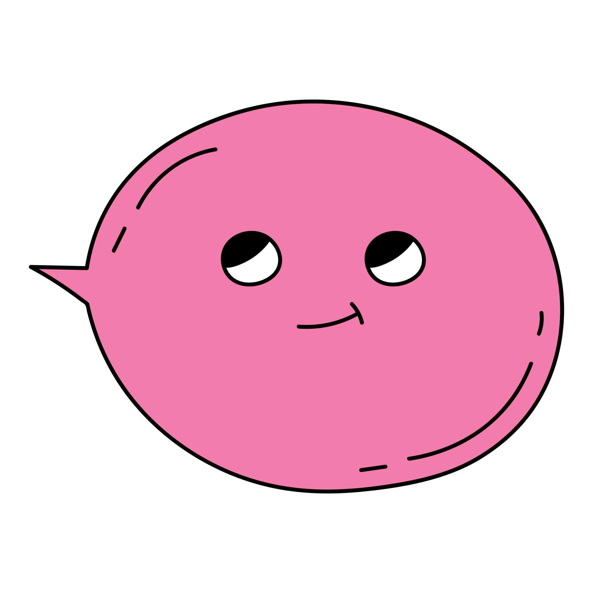 Cartoon Bubble Speech Character with Smile. Funky Vector Cute Pink