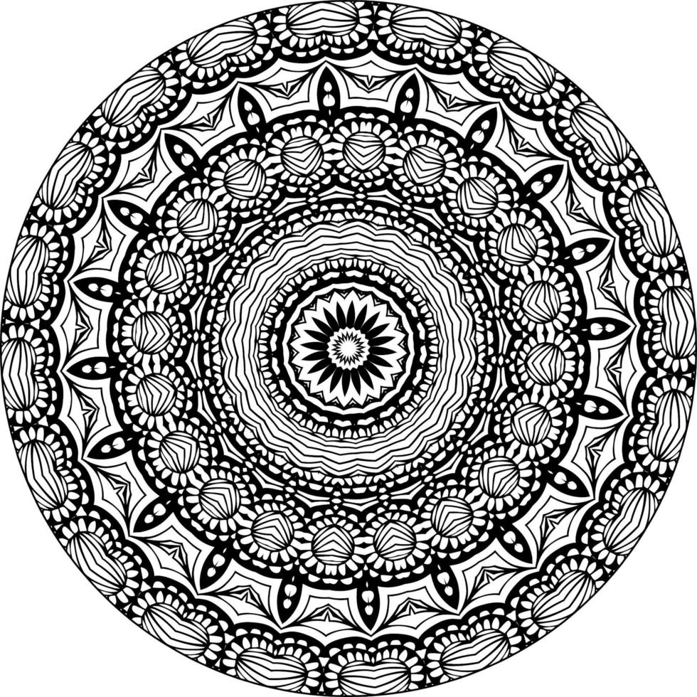 sencillo circular modelo en formar de mandala para alheña, mehndi, tatuaje, decoración. decorativo ornamento en étnico oriental estilo. colorante libro página. circulo vector clipart floral flor oriental modelo