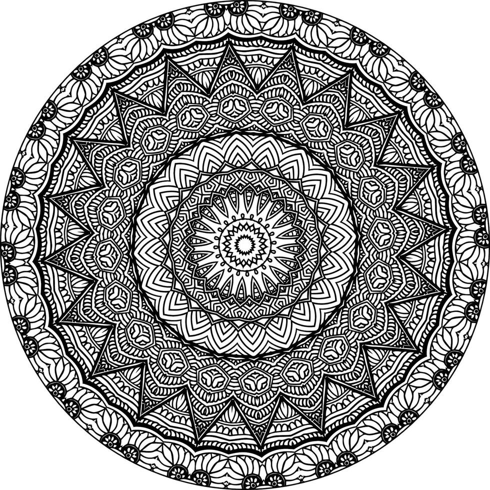 Simple circular pattern in form of mandala for Henna, Mehndi, Tattoo, Decoration. Decorative ornament in ethnic oriental style. Coloring book page. Circle Vector Clipart Floral Flower Oriental Pattern