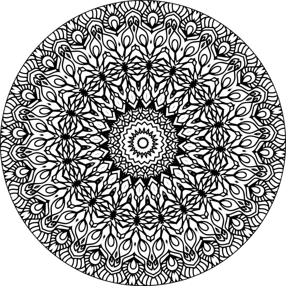 Easy circular pattern in form of mandala for Henna, Mehndi, Tattoo, Decoration. Decorative ornament in ethnic oriental style. Coloring book page for kids. Vintage decorative elements vector