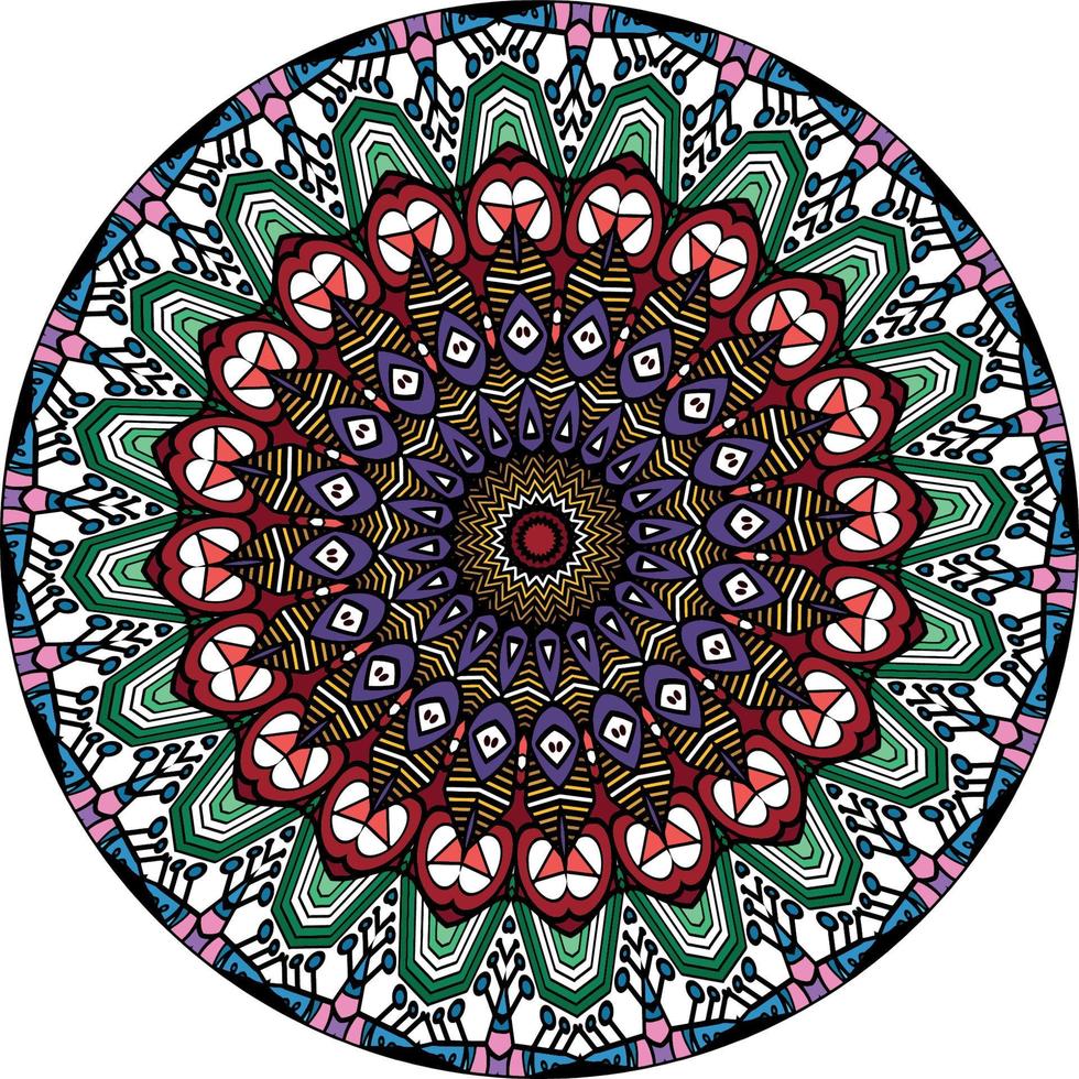 Ethnic Mandala With Colorful Ornament. Bright Colors. vector