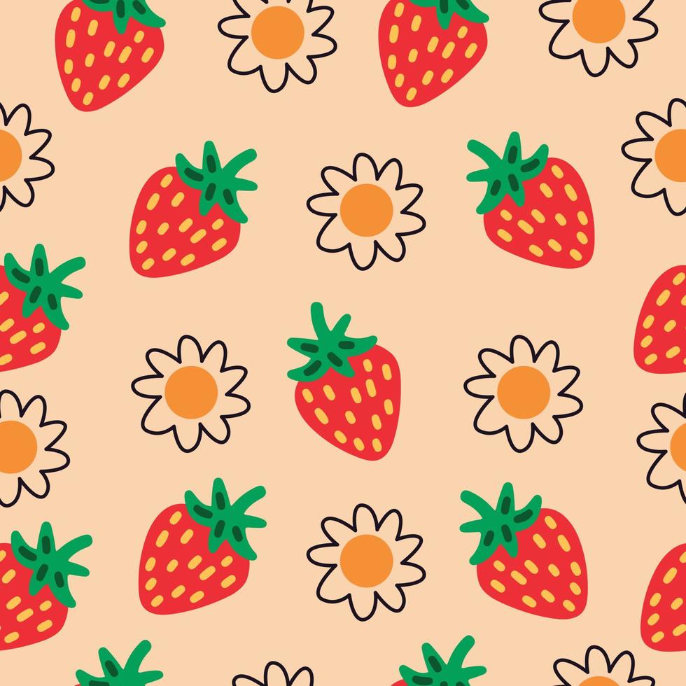 strawberry pattern, pattern for wrapping, fabric, kids vector