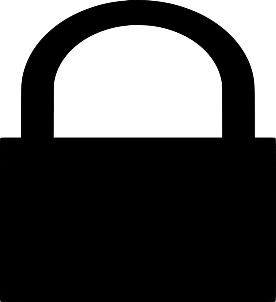 Vector silhouette of padlock on white background