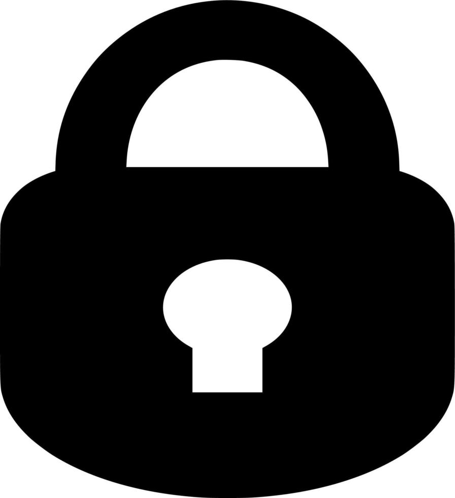 Vector silhouette of padlock on white background