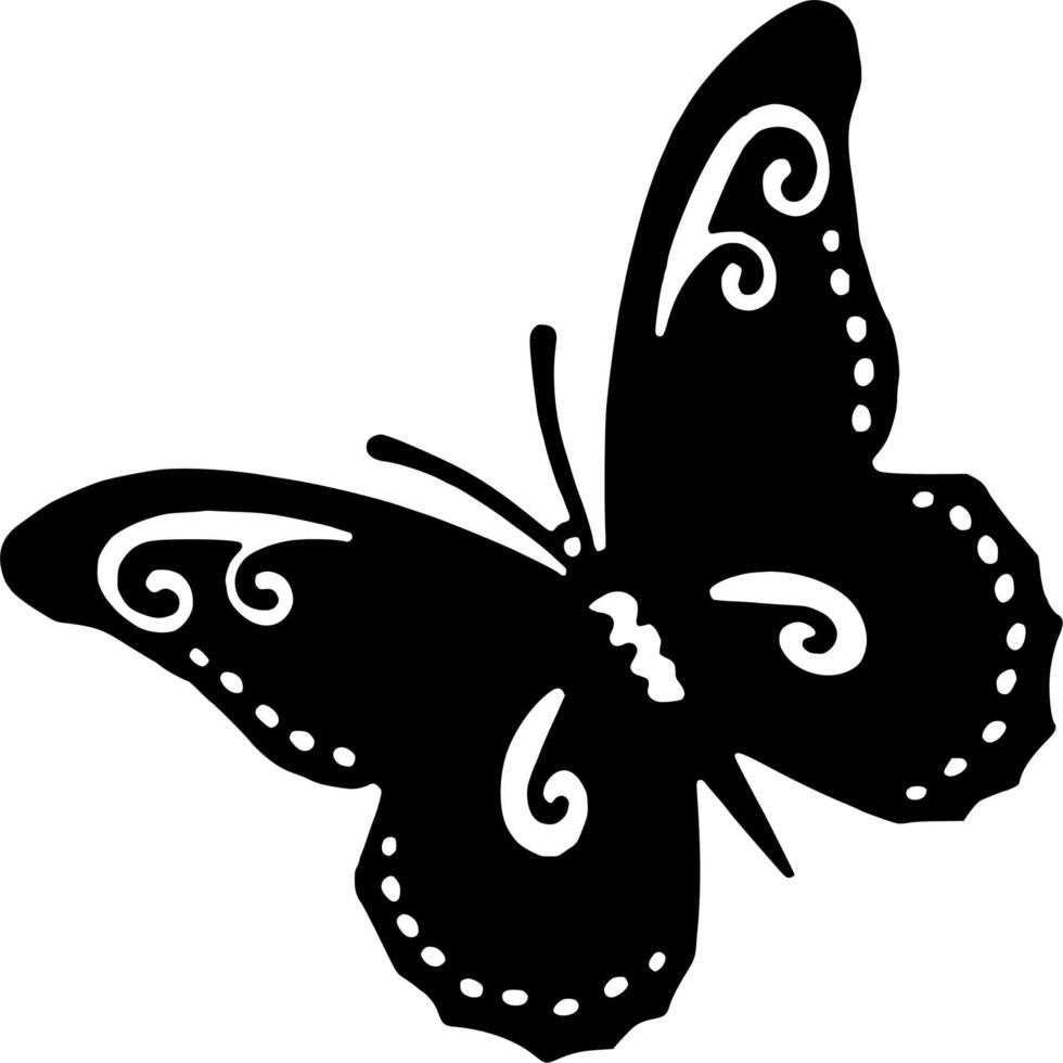 Vector silhouette of butterfly on white background