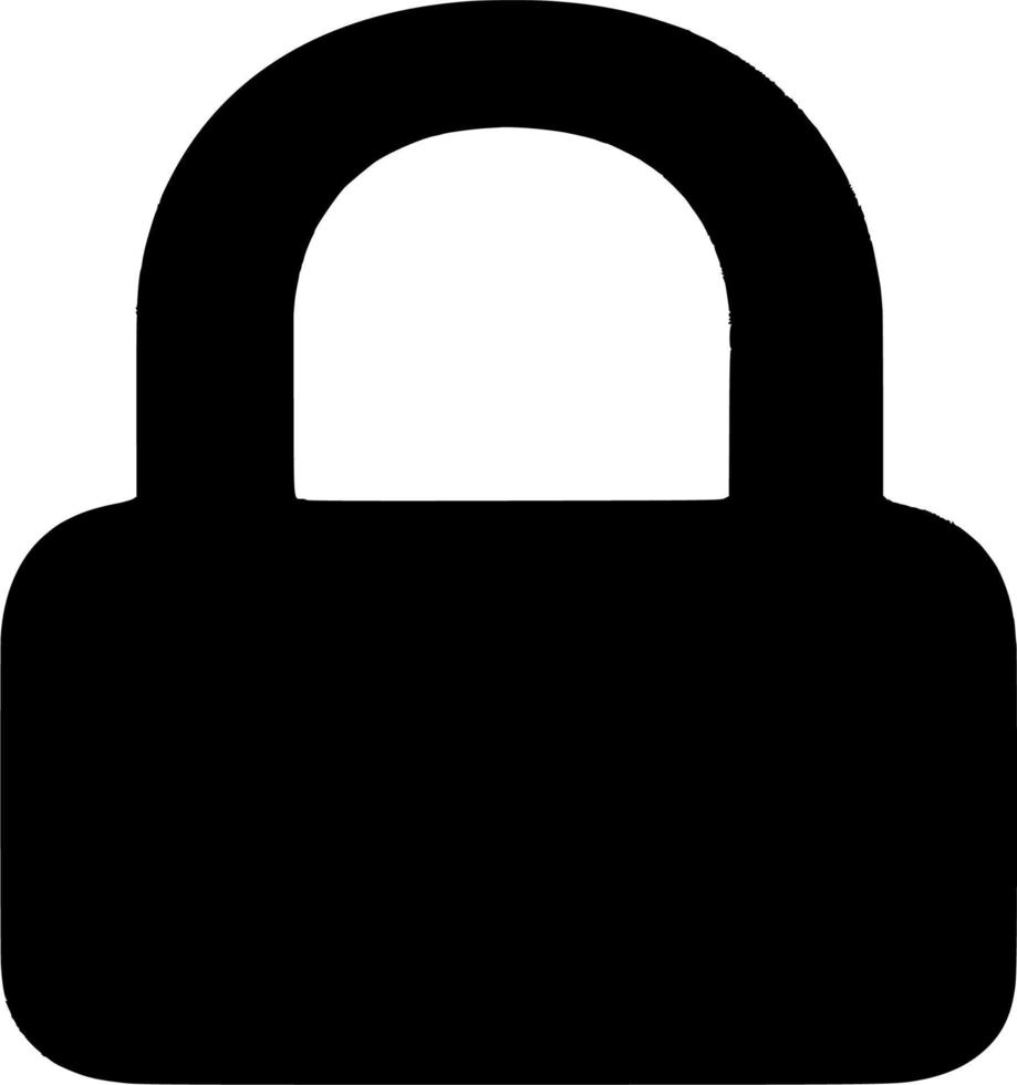 Vector silhouette of padlock on white background