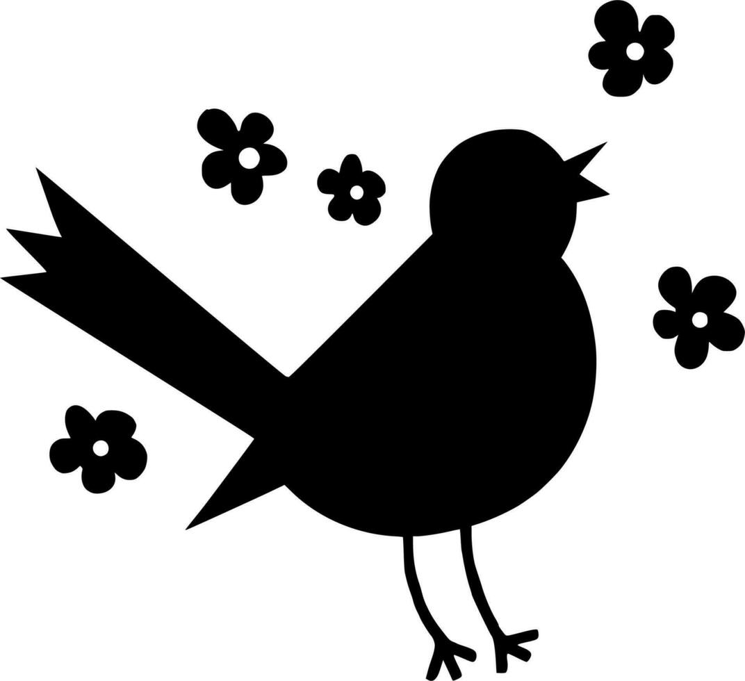 Vector silhouette of bird on white background