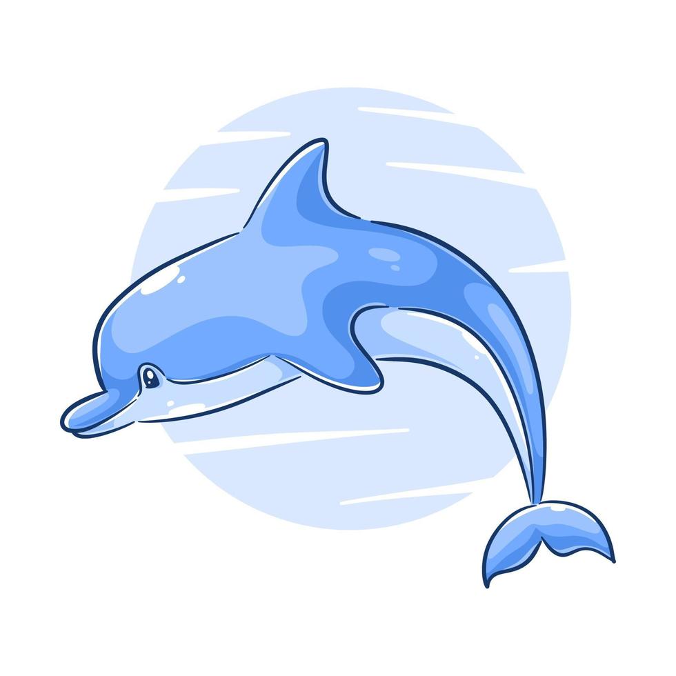 Hand drawn dolphin cartoon clipart vector