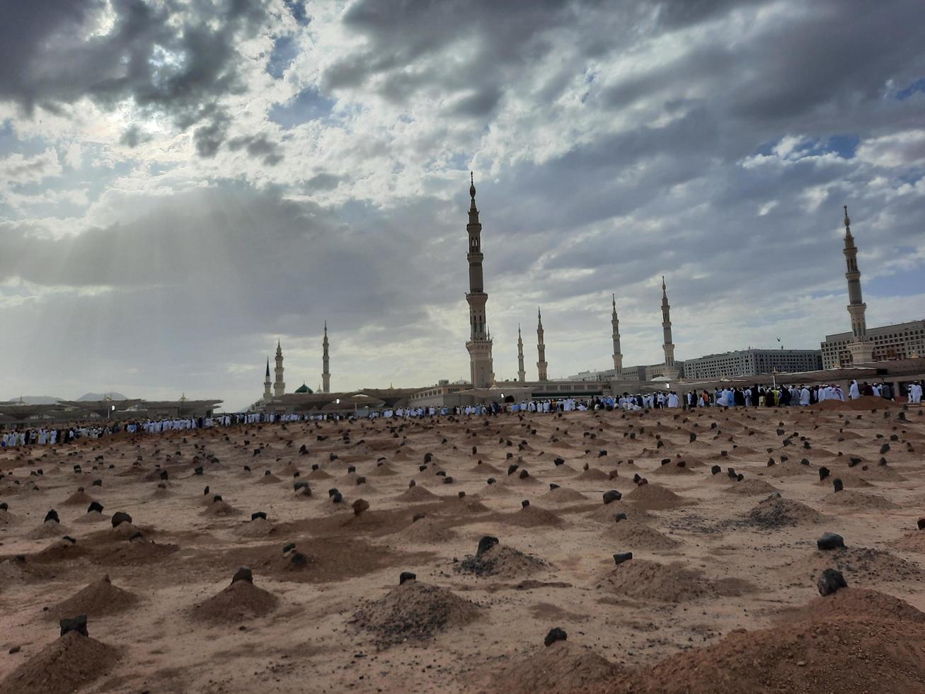Medina, Saudi Arabia, April 2023 - Interior view of Jannat al-Baqi historical cemetery of Madinah. This cemetery is located near Masjid al-Nabawi in Madinah. photo