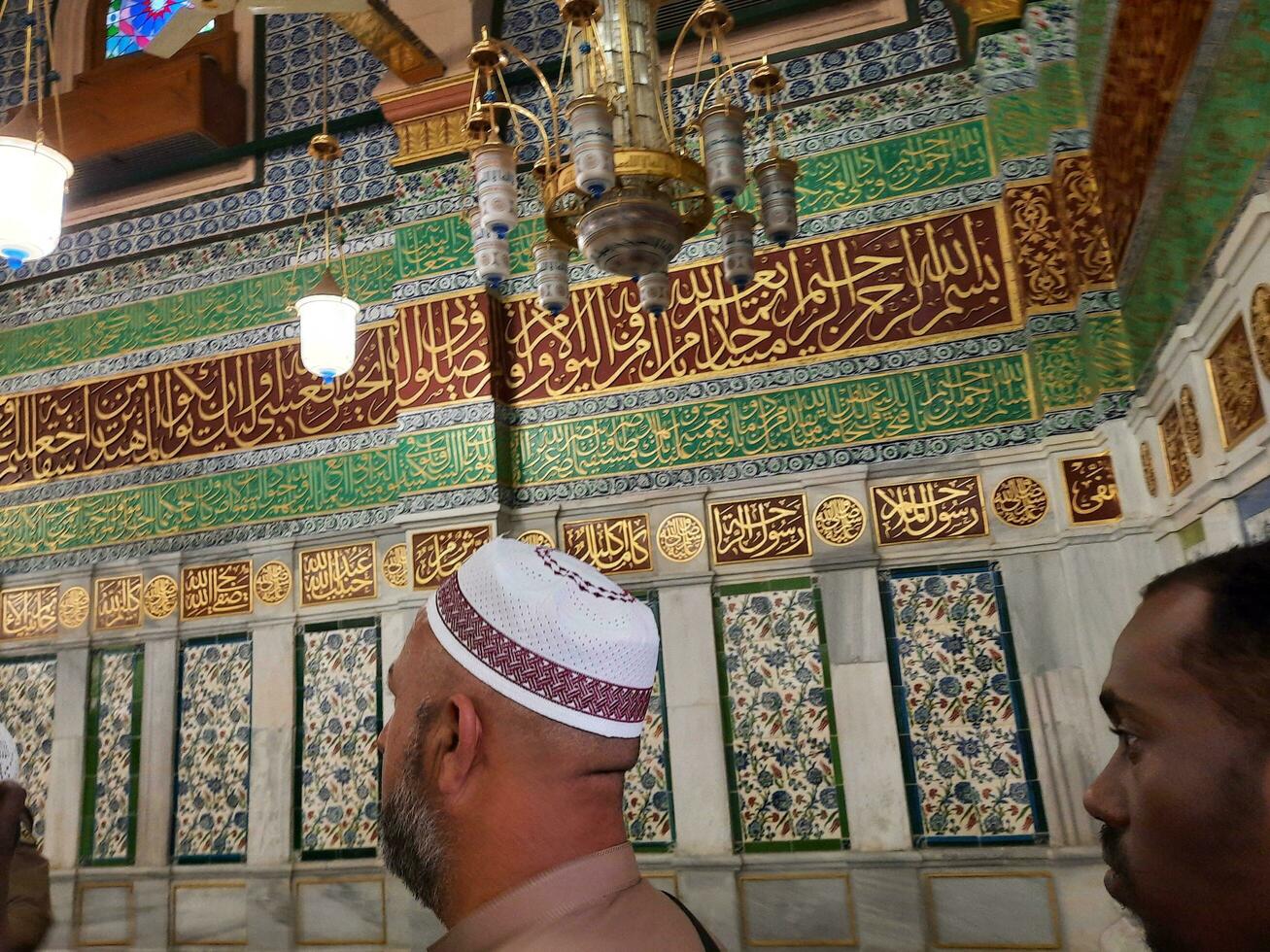 Medina, Saudi Arabia, April 2023 - Muslim pilgrims are going to visit Roza Rasool at Masjid Al Nabawi Madinah. photo
