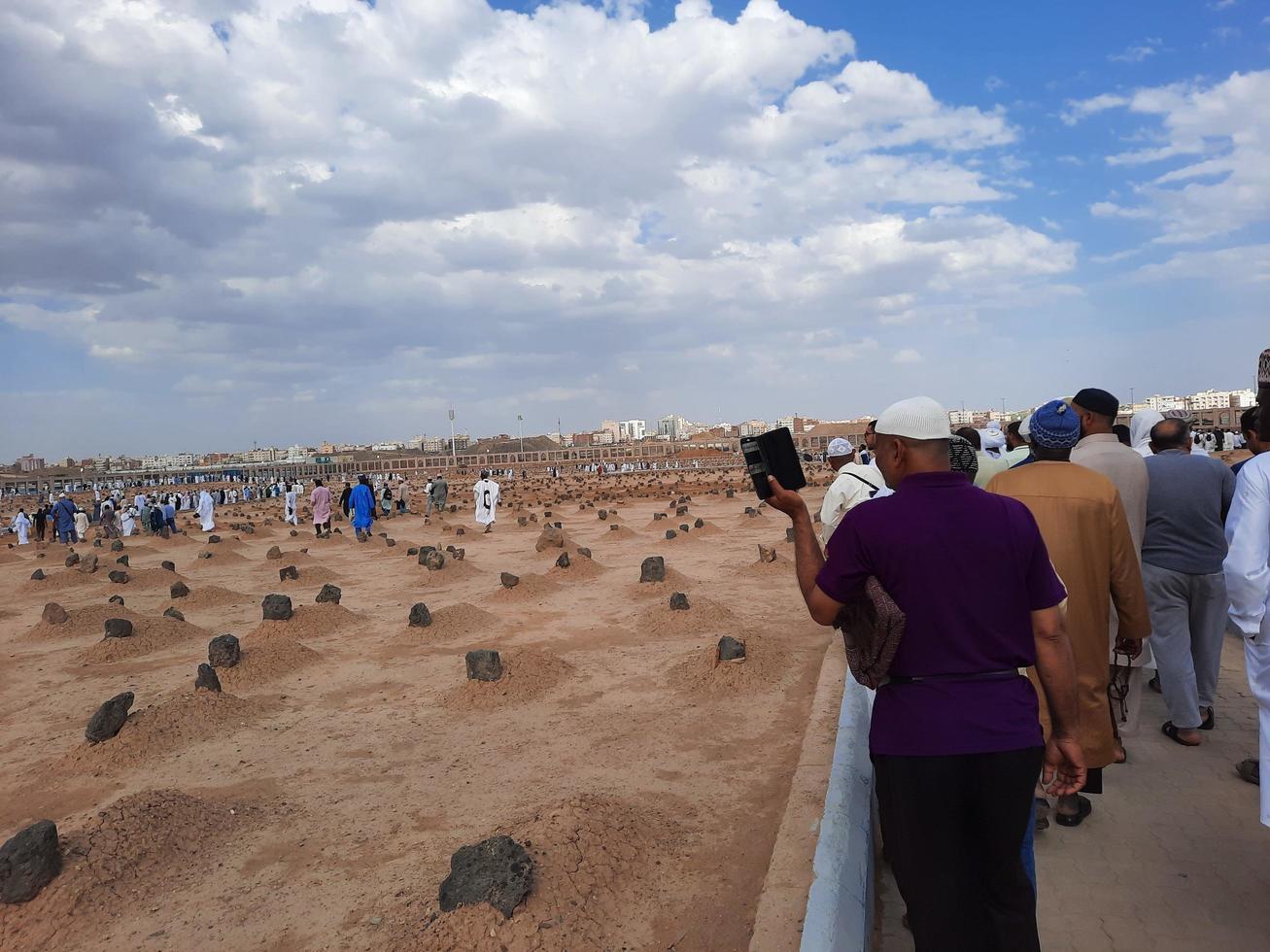 Medina, Saudi Arabia, April 2023 - Interior view of Jannat al-Baqi historical cemetery of Madinah. This cemetery is located near Masjid al-Nabawi in Madinah. photo