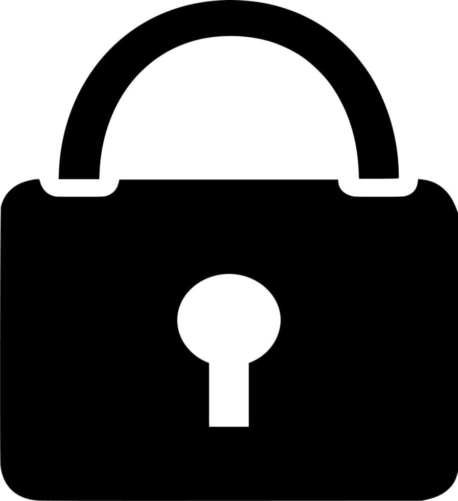 Vector silhouette of padlock on white background