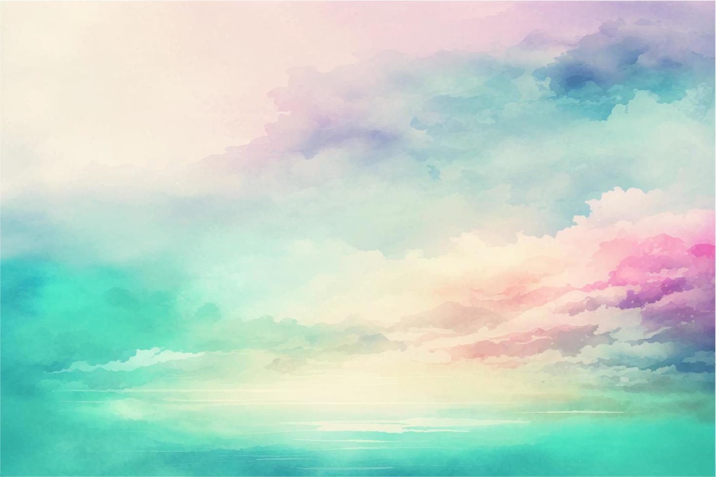 Vector watercolor texture with white clouds and sky for cards. Hand drawn vector texture. Heaven. Summer watercolour banner. Template for design.