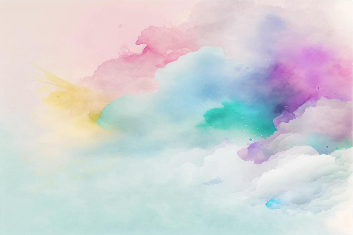 Hand painted watercolor sky cloud background with a pastel colored vector