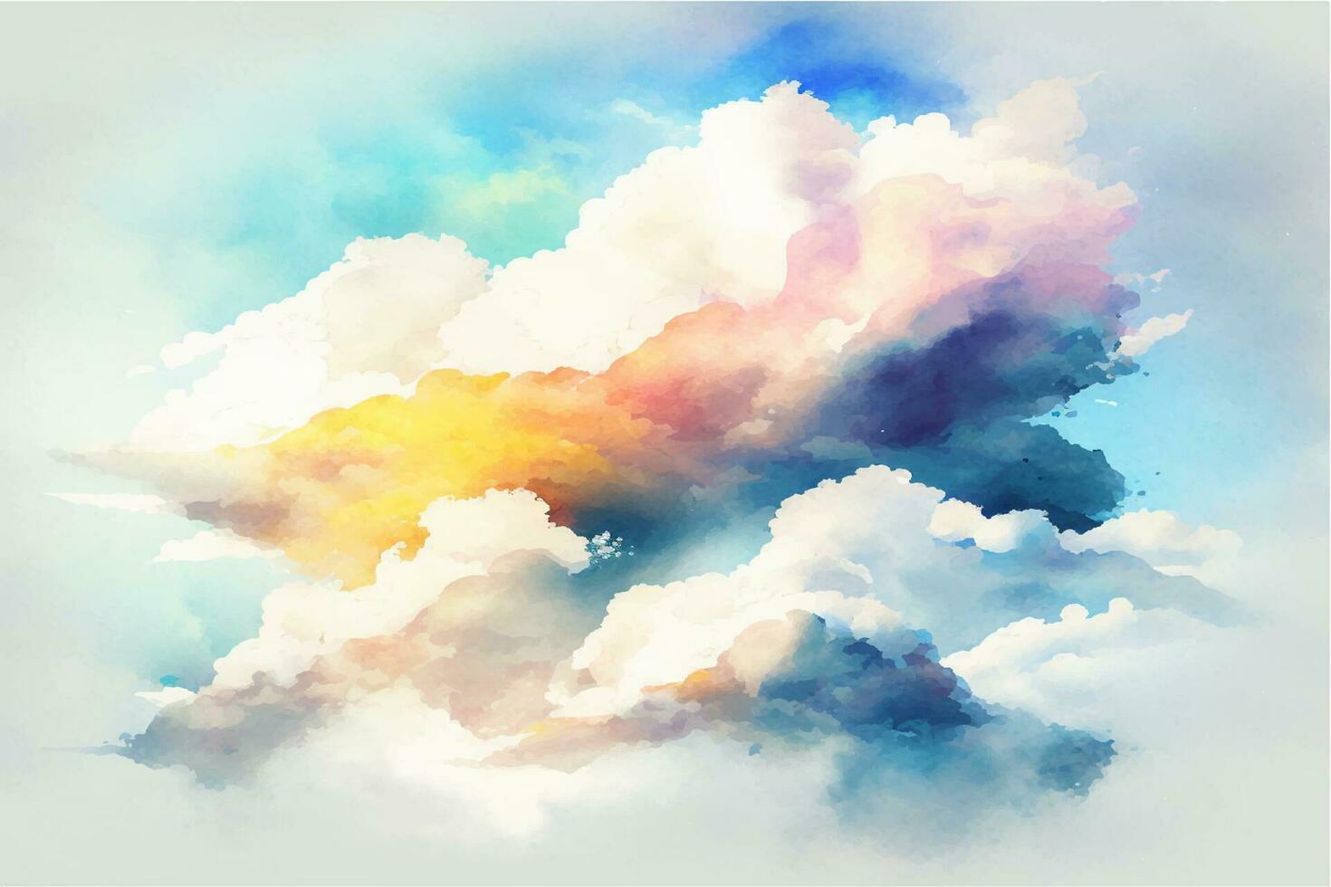 Hand painted watercolor sky cloud background with a pastel colored vector