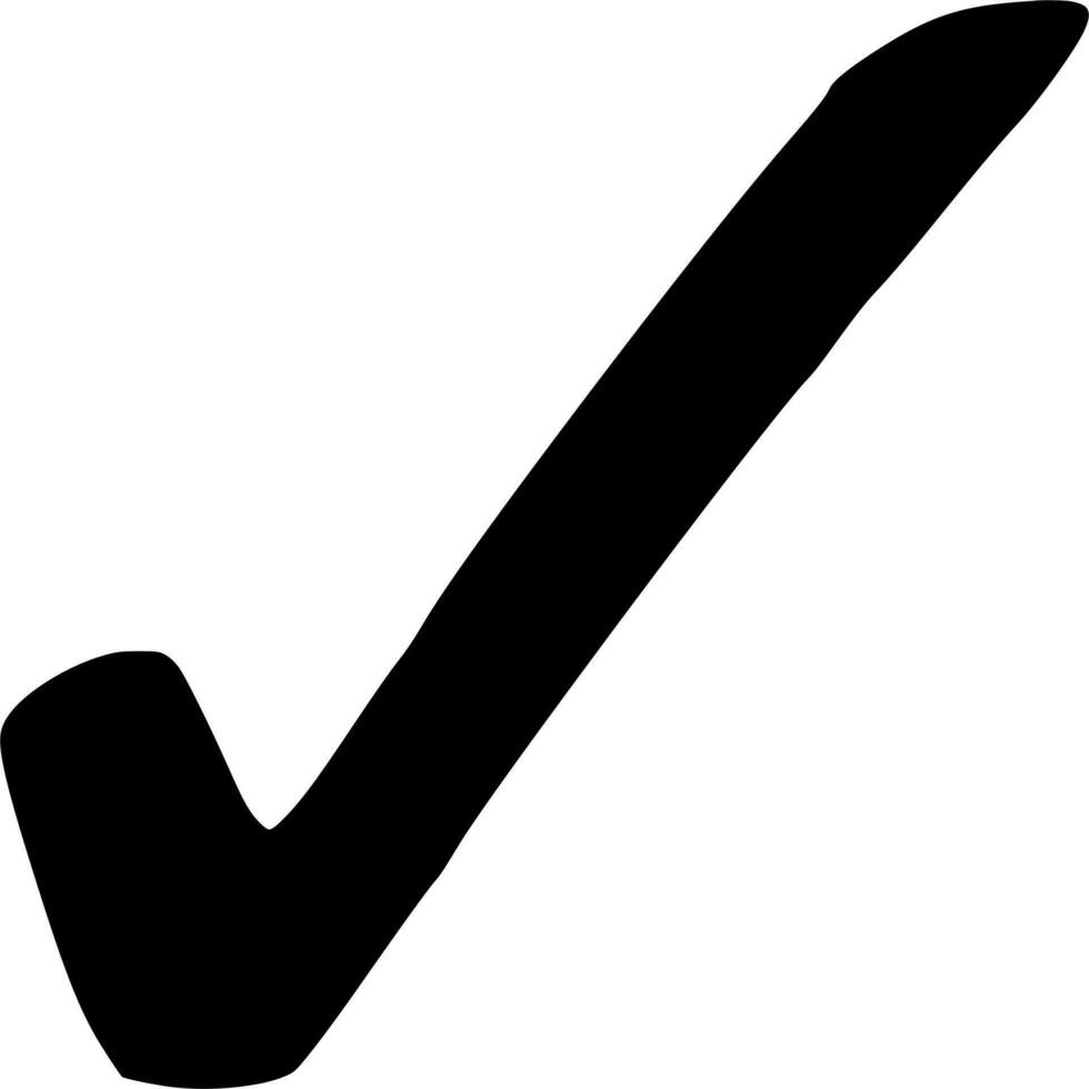 Vector silhouette of check mark on white background