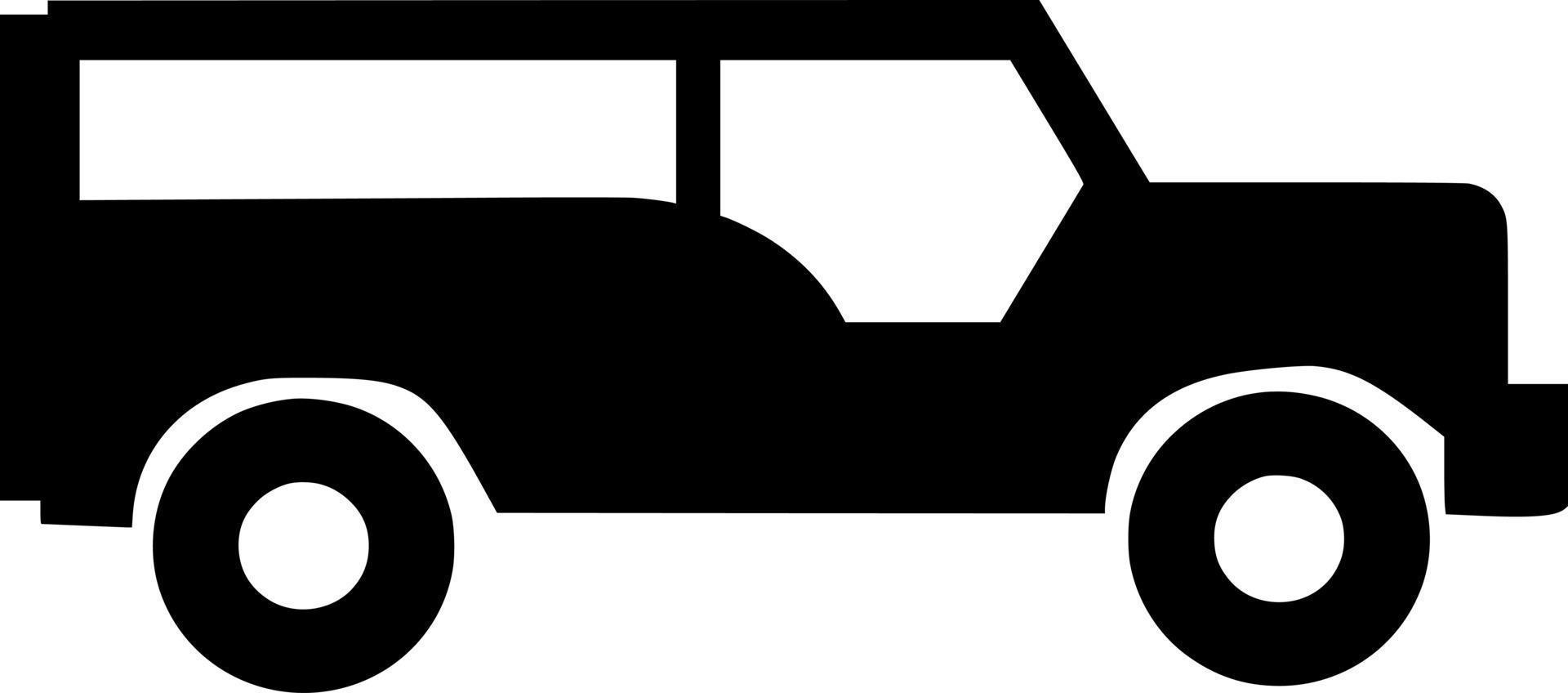 Vector silhouette of jeep on white background