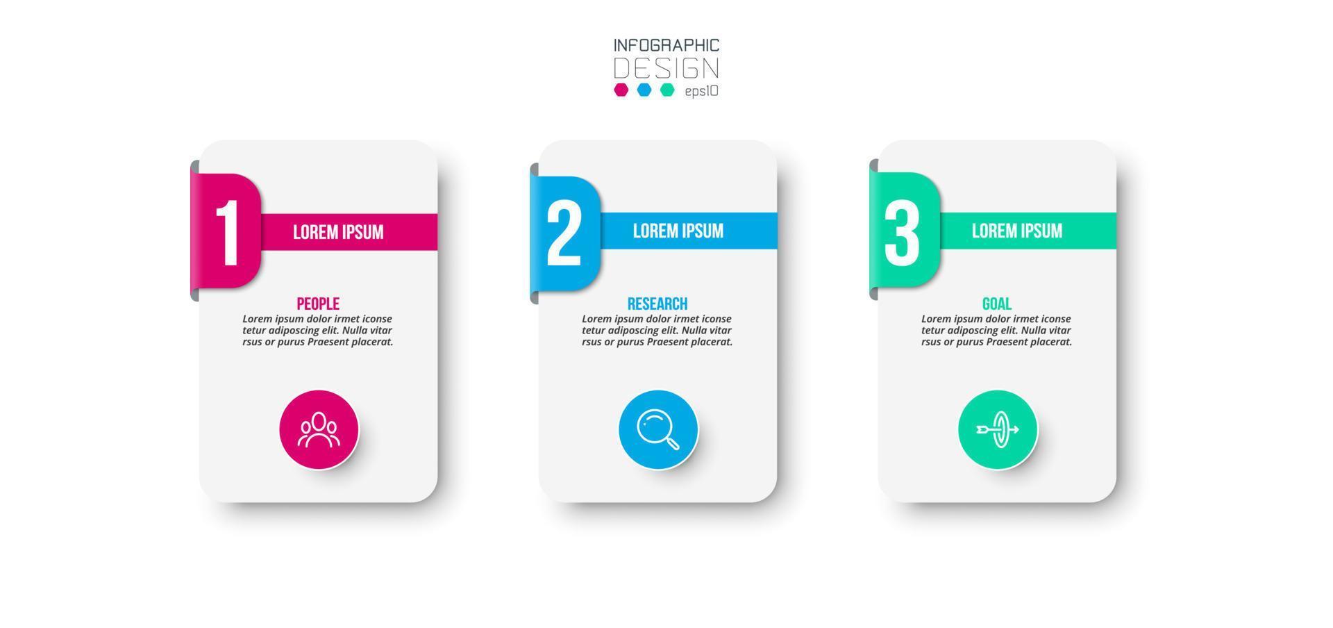 concepto de negocio de plantilla infográfica con paso. vector