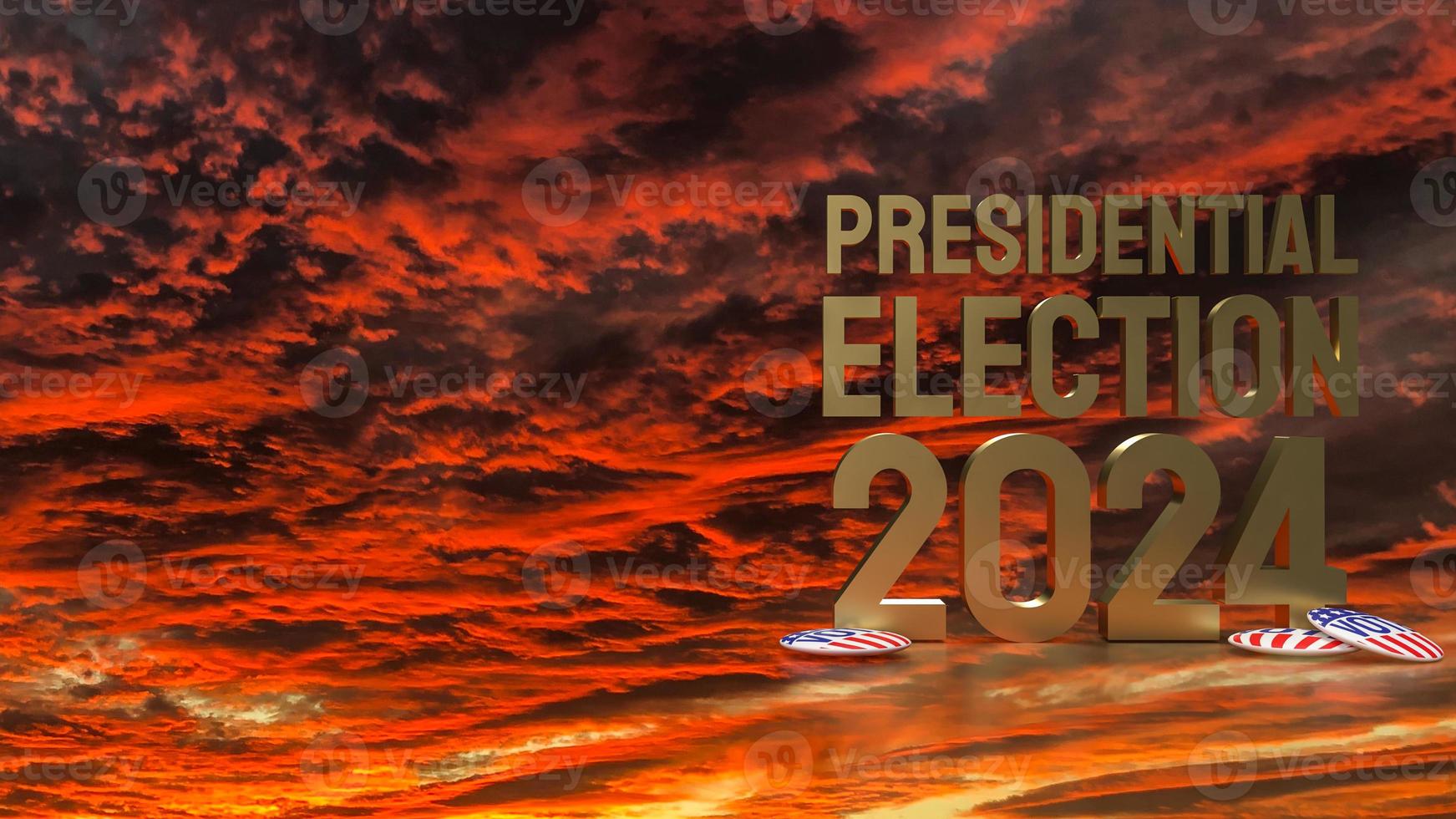 The twilight sky and gold text presidential election 2024 for vote concept 3d rendering photo