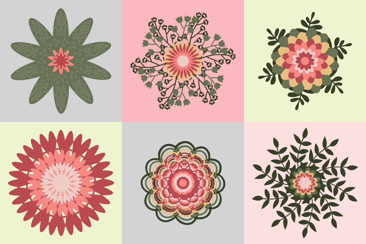 Muted Vector flower clipart with detailed layers