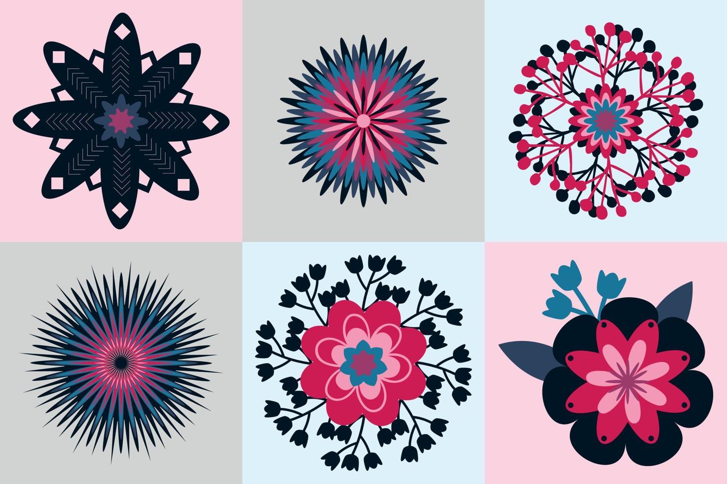 Navy Vector flower clipart with detailed layers