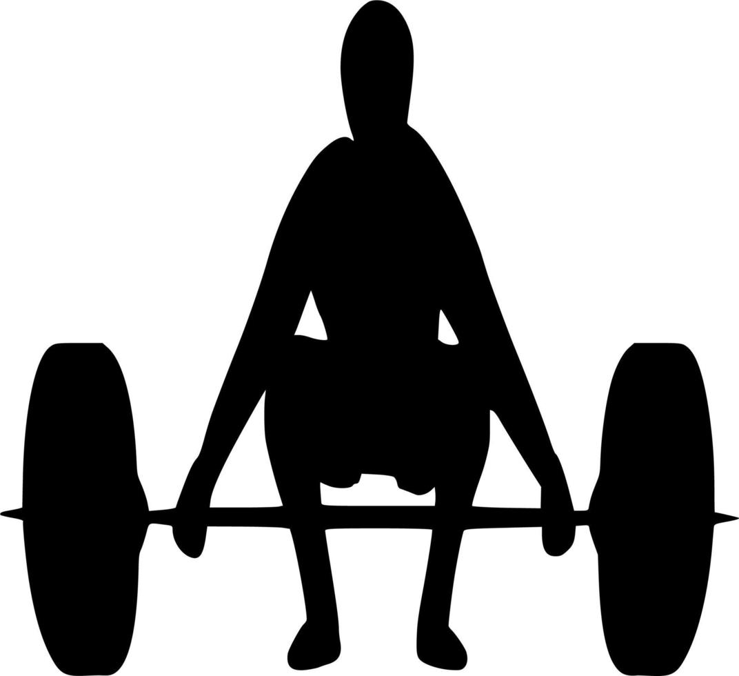 Vector silhouette of weight lifting on white background