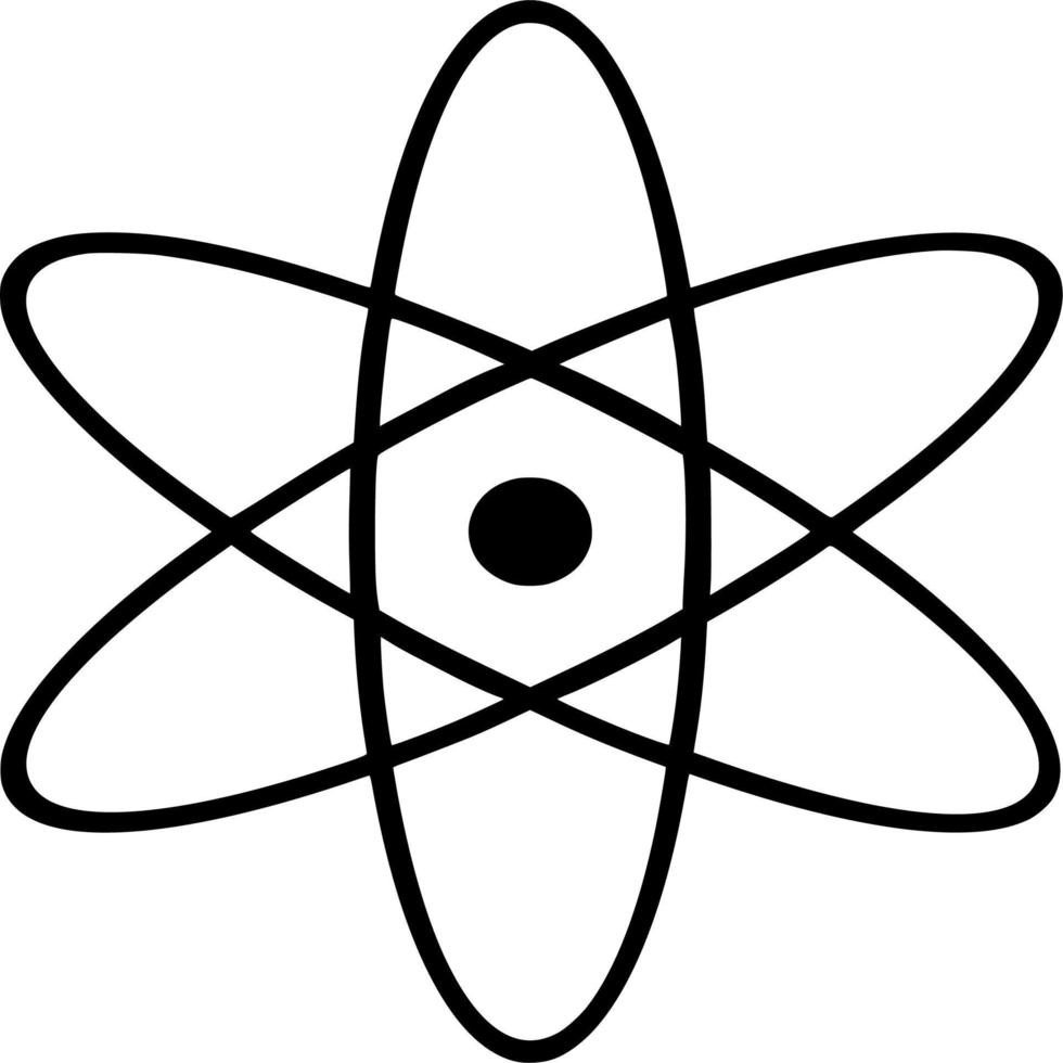 vector silueta de átomo símbolo en blanco antecedentes