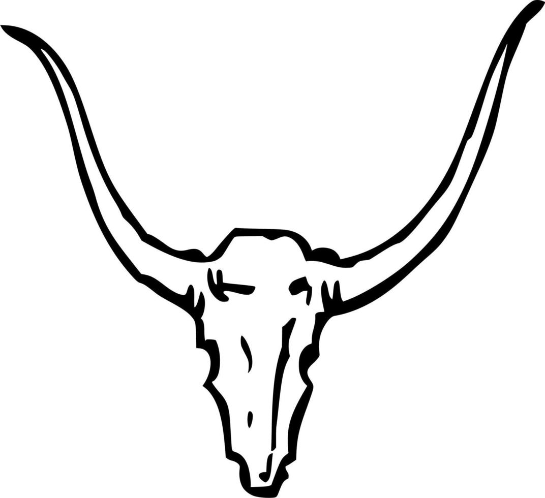 Vector silhouette of cow horn on white background