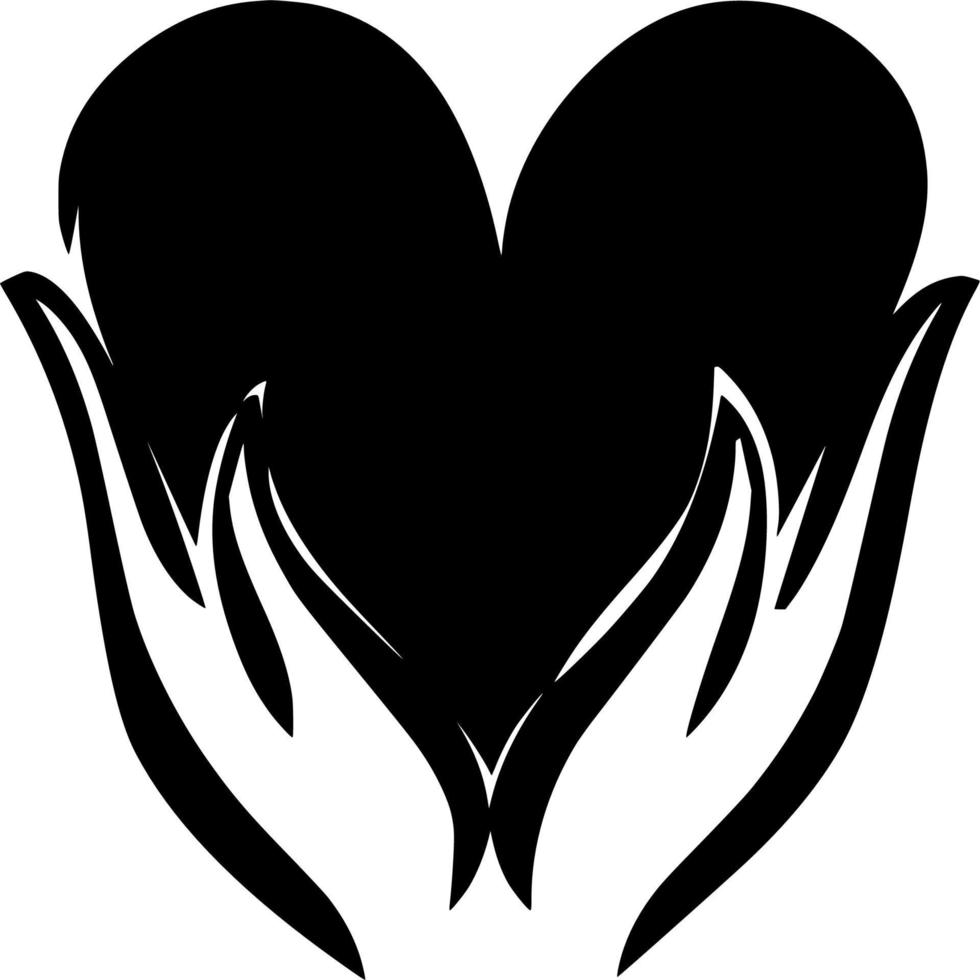 Vector silhouette of heart on white background
