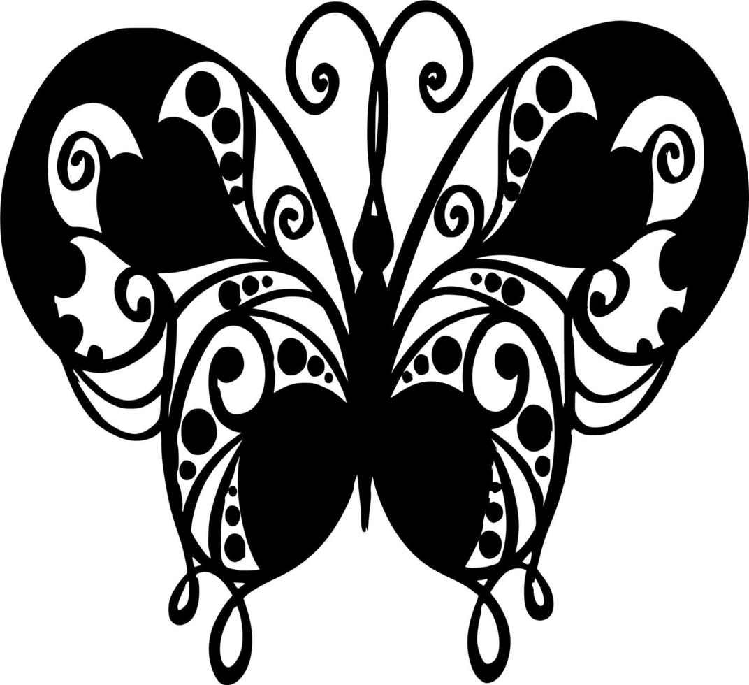 Vector silhouette of butterfly on white background