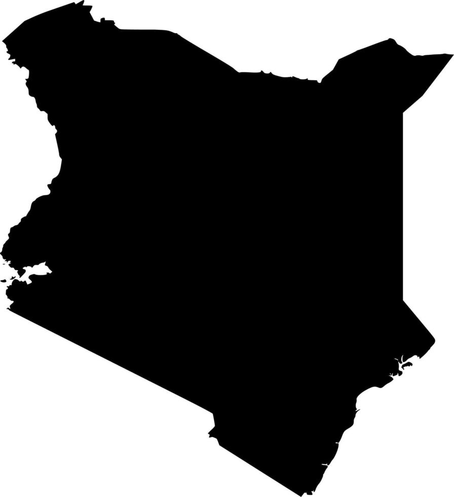 Vector silhouette of kenya map on white background