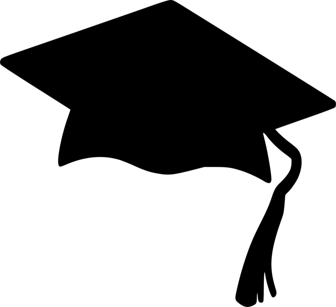 Vector silhouette of diploma hat on white background
