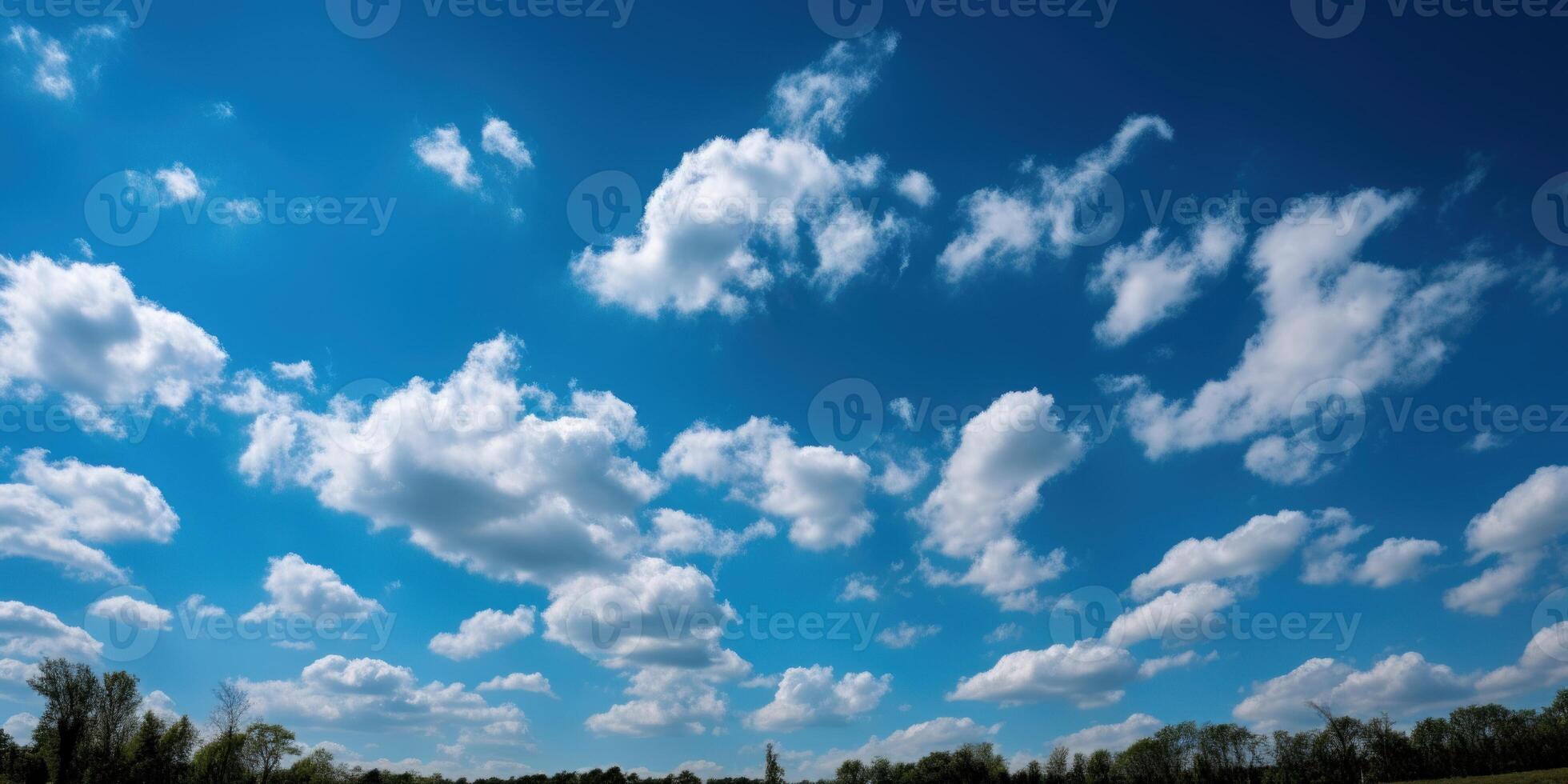 azul cielo con nube fondo, nublado cielo para verano tiempo. generativo ai foto