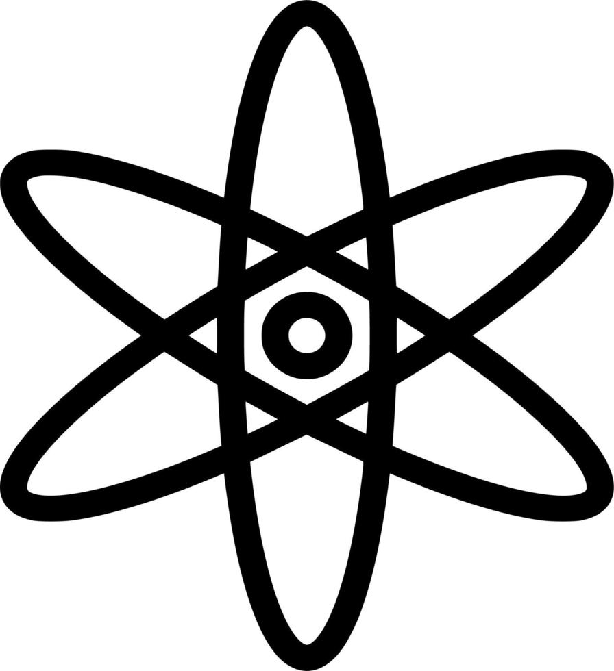 Vector silhouette of atom symbol on white background